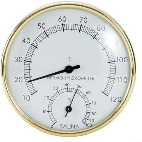 2-in-1 Sauna Thermometer Hygrometer Temperature Humidity Meter Stainless Steel Construction With Large Analog Display For Steam Room Indoor Outdoor Use