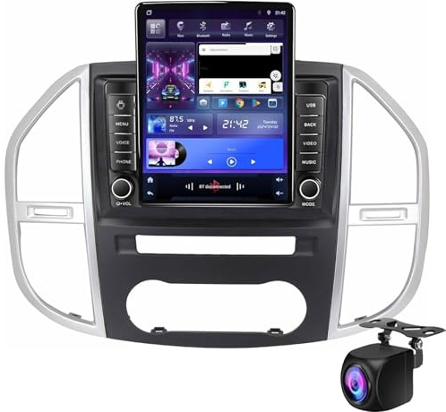 9,7 Zoll 2-Din-Autoradio Für W447 Vito 3 2014-2020 Mit Kabellosem Carplay Android Auto Android 14 Touchscreen Bluetooth-Autoradio Mit GPS-Navigation WiFi FM RDS Rückfahrkamera(Color:4-Core 2+32G)