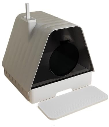 Caja de Arena, Caja de Arena Cerrada for Gatos con Tapa, cajón antisalpicaduras, Pala y Pedales Caja de Arena para Gatos(Gray)