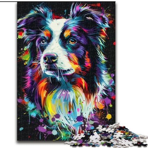 Puzzle Border Collie 1000 pièces en Carton, Taille 26x38cm, pour Les Adolescents, Les Couples et Les Amis pour Les Anniversaires, Noël