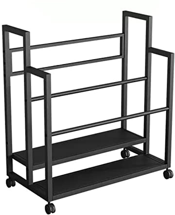 Kommersiell yogamatta vagn med hjul metall träningsmatta hållare och skumrulle för gym/yogastudio golvstående design 80 x 60 x 95 cm vit färg