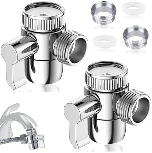 3 Way Shower Head Diverter Valve, 2 Pcs 3 Way Kitchen Tap Diverter, Shower Hose Attachment for Bath M22 X M24/M28 Mixer Bath Tap Hose Showers Arm Diverters for Bathroom Bathtub Kitchen Sink