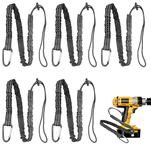 5 Pcs Retractable Tool Lanyard with Standard Spring Carabiner and Adjustable Loop,Safety Lanyard,Tools Safety Tether,Fall Protection Tool Tether Lanyard,90cm-130cm Stretch Weight Limit 10KG 22.04b