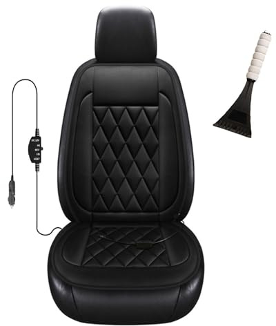 LRF-yxkj Housse Chauffante Siege Voiture 45 °C-65°C Chauffage Rapide， Contrôle Intelligent 12v Couvre Siege Voiture Avant Comprend Une Pelle à Neige,Black-Onepiece