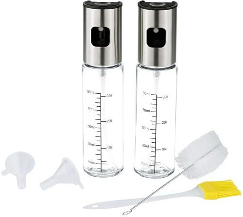 GRÄWE Spruzzatore olio da 100 ml, set da 2 pezzi, per olio da cucina e aceto, nebulizzatore per friggitrice ad aria calda, olio d'oliva, cucina con nebulizzazione fine