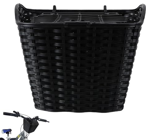 ULTECHNOVO Cestino Anteriore in Plastica per Bici Elettrica, Portaoggetti Copertura, Cesto Nero per Manubrio per Escursioni e Uso Quotidiano