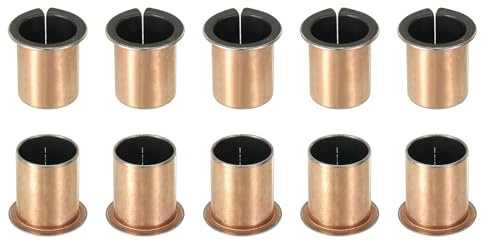 sourcing map 10Pcs Flanged Sleeve Bearing, 18mm Bore x 20mm OD x 25mm Length, 26 x 1.0mm Flange Dia x t Sintered Bronze Bushings Self-Lubricating Bearings for Industrial Equipment