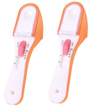 TOYANDONA Cuchara Medidora Ajustable de Plástico con Escala de 5 a 30ml para Cocinar y Hornear, Fácil de Usar, Diseño Creativo y Paquete de 2 Unidades