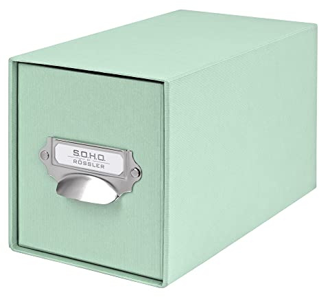 Rössler SOHO CD-Schubladenbox | Schubladen-Aufbewahrungsbox | Organizer mit Schublade | Storage Box | Aufbewahrung & Organisation | (BxHxT): 143 x 158 x 261 mm | 1 Stück | Farbe: Grün | Mint | Organizer mit Schublade für CDs, Zubehör, Bürobedarf und kleine Alltagsgegenstände