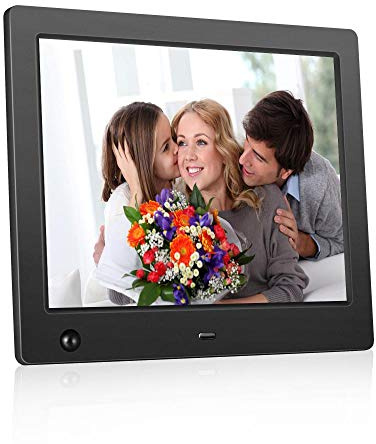 Elektronischer Bilderrahmen 20,3 cm elektronischer digitaler Bilderrahmen IPS 4:3 1024 x 768 Display Digitaler Bilderrahmen Bewegungssensor 1080P 720P Video Player Stereo/MP3/Kalender/Zeit