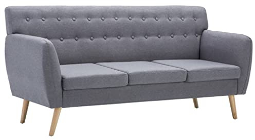 vidaXL Sofa 3-Sitzer Stoff Hellgrau Polstersofa Loungesofa Sitzmöbel Couch