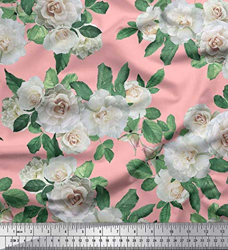 Soimoi Orange Baumwoll-Voile Stoff Blutter & Begonie Blume gedruckt Craft Fabric 1 Meter 56 Zoll breit