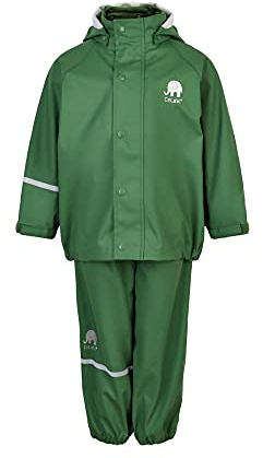 Celavi Grundläggande regnkläder set – solid PU-regnjacka, Elm Green, 8-9 år