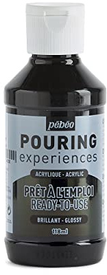 Pébéo Pouring Experiences Acrylfarbe zum Gießen - Gebrauchsfertig und Vorgemischt - Ideal für Fluid Art - Elfenbeinschwarz - 118 ml