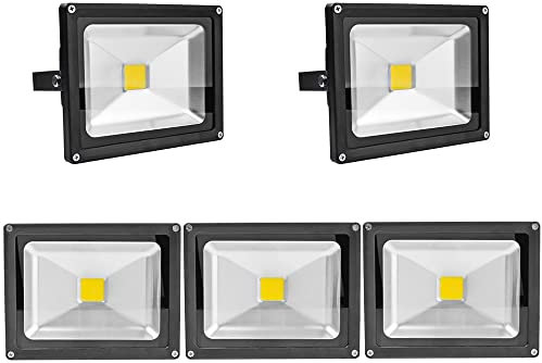 ALPHA DIMA 5x20W SMD LED Foco Proyector LED Exterior Impermeable IP65 Blanco Frio 6000K Floodlight LED Foco Exterior Iluminación para Patio,Camino,Jardín,Almacén(20 Watt-Gris)