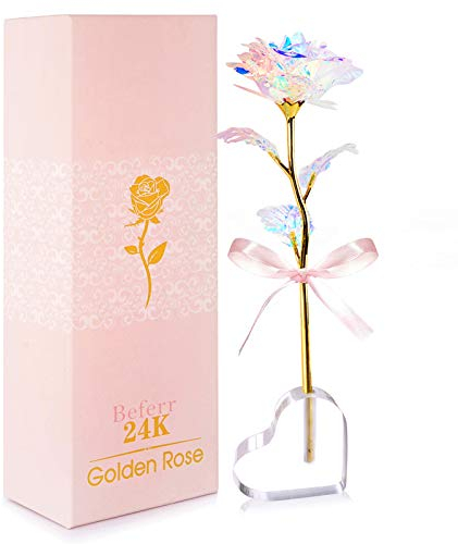 Birthday Galaxy Colorful Rose Gifts for Women Enchanted Rainbow Flower Gift with Heart Base Mothers Day Rose Gifts for Mum Best Present for Mum Wife Grandma Girlfriend Sister Mothers Anniversary