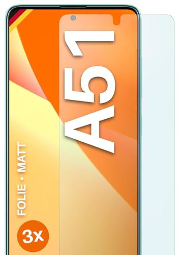 moex FlexProtect matte Schutzfolie für Samsung Galaxy A51 Displayschutz Folie matt gegen Reflexionen, Anti Reflex Handyfolie mit Sonnenschutz, Kompatibel mit jeder Handyhülle, 3 Stück