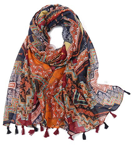 KAVINGKALY Blandad Sjal Scarf i Lättviktsmix Med Blommönster för Damer/Kvinnor Vår- och Sommar Säsong (Floral A)