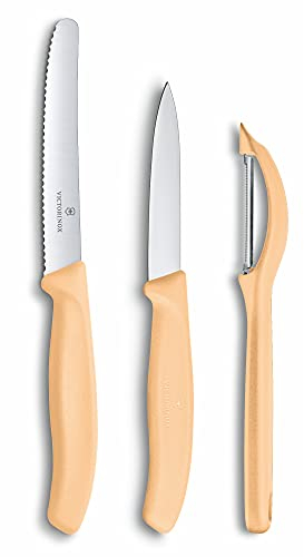 Victorinox 6.7116.31L92 Swiss Classic, set composto da pelapatate universale, coltello da tavola e coltello da verdura, in acciaio inox, arancione chiaro