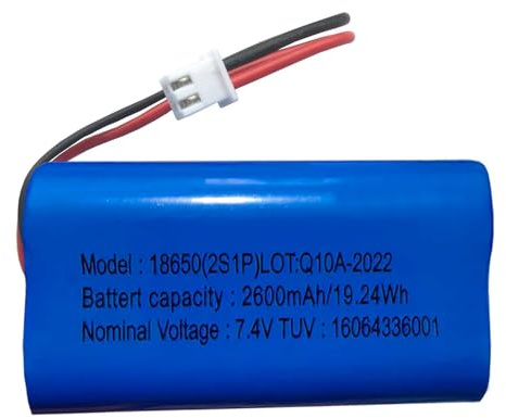 AOLIKES 7.4V Lithium Ion Battery Pack 2600mAh Rechargeable Battery Cell with XH2.54 2 Pin Plug, DIY Batteries 18650 2S1P Li-ion Battery Pack Support 3C Continuous Discharge