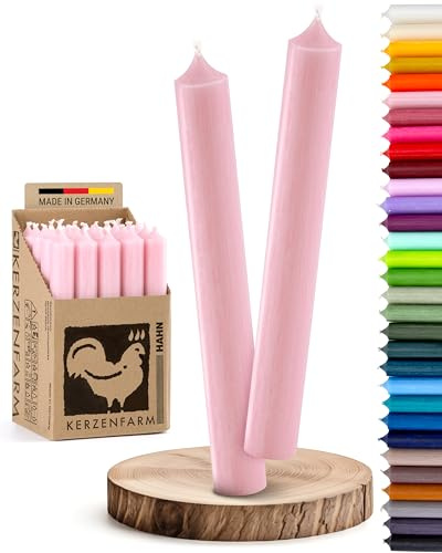 Stabkerzen 10 Stück Tafelkerzen durchgehend gefärbt Spitzkerzen für die Tisch-Deko zur Hochzeit Weihnachten & Party Farbe: Rosa/Pastell-Rosa Höhe:18cm