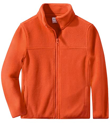 Spring&Gege Chaqueta de forro polar para niños con cremallera larga y acolchada, cálida, para exterior, naranja, 5-6 años