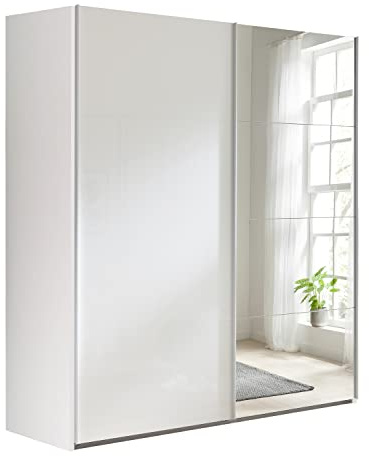 Composad Armoire de la Ligne Systema, Armoire à 2 Portes coulissantes avec Portes Miroir, Chambre à Coucher, 200 x 223 x 67 cm, Couleur Blanc laqué, fabriqué en Italie