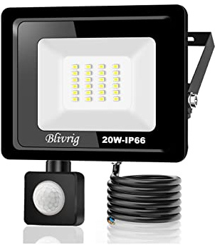 Jefedana LED Strahler mit Bewegungsmelder 20W 2000LM 6000K IP66, 1 Stück | Mit Bewegungsmelder, superhell 2000LM, IP66 wasserdicht, 6000K Kaltweiß, ideal für Garten Garage Hof, langlebig
