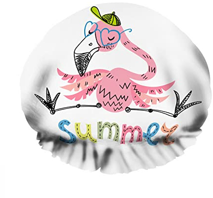 Double bonnet de bain imperméable à l'eau drôle flamant rose porter des lunettes casquette verte fourche jambes réutilisable mode chapeau de douche pour les femmes beauté, bain cheveux spa, maison h