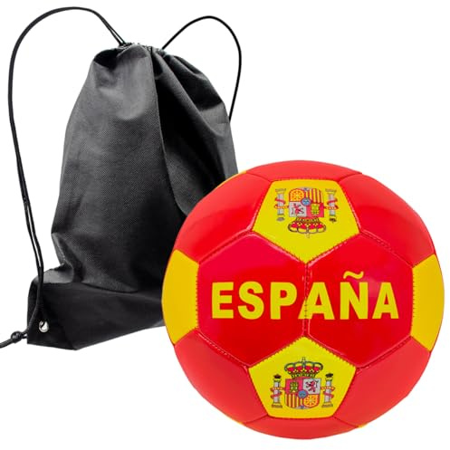 ms móvil shop Balón de Fútbol España | Copa Mundial | Tamaño 5 con Mochila Incluida | Pelota para Entrenamiento, Playa, Piscina, Parque y Actividades Deportivas al Aire Libre