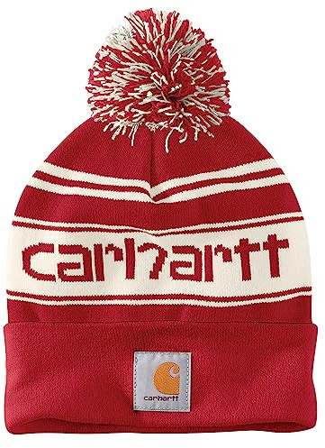 Carhartt Herren Strickmütze mit Bommel und Logo Beanie-Mütze, Einheitsgröße