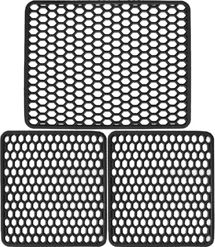Sicignano | Set Tappetini per Lavello in Gomma Colore Nero, 1 Scolapiatti 40x32 cm, 2 Fondo Lavello 33x29 cm - Multiuso, Resistente, Made in Italy