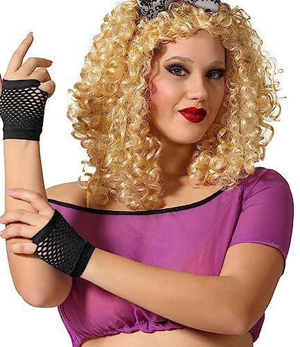 BigBuy Carnival Guantes Negro Rejilla