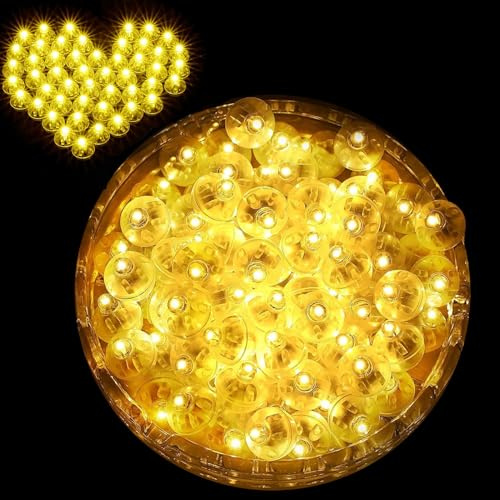 LED Ballons Lichter,60 Stück Luftballons Led Runde LED Ballons Lichter Mini LED Lichter Luftballons für Papierlaterne Hochzeit Neujahr Geburtstag Halloween Weihnachtsfest Dekoration(Warmweiß)