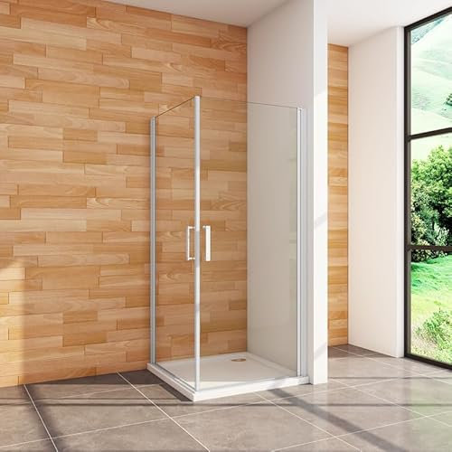 Aica Sanitär 80x80 90x90 100x100cm Duschabtrennung Duschkabine Eckeinstieg Dusche Sicherheitsglas H180/185/195/200cm Viertelkreis Quadrat