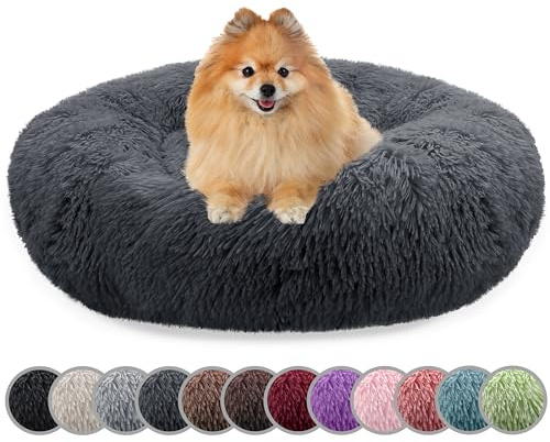 bluzelle Hundebett für kleine Hunde & Katzen, Dunkel-Grau, XS-60 cm