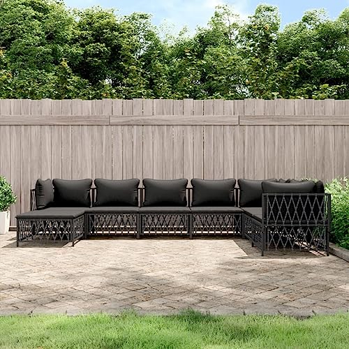 DYRJDJWIDHW europaletten,gartenmöbel Set,palettenkissen,8-TLG. Garten-Lounge-Set mit Kissen Anthrazit StahlGeeignet für Garten, Swimmingpool, Wohnzimmer, Terrasse
