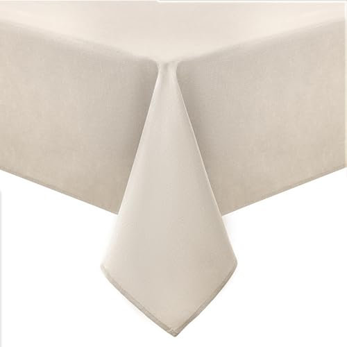 Homaxy Leinendeckeoptik Tischdecke Abwaschbar Eckig 140x220cm, Tischtuch Leinendecke Wasserabweisend Abwischbare, Lotuseffekt Schmutzabweisend Tischwäsche Tafeldecke, Beige