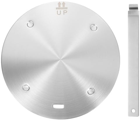 QUARKZMAN Wärme Diffusor Platte für Gas Herd 8 Runde Wärme Leitung Induktion Adapter Platte mit Abnehmbarem Griff Kochgeschirr Schutz für Kochgeschirr Hitze Kochen Auftauen Silber Ton