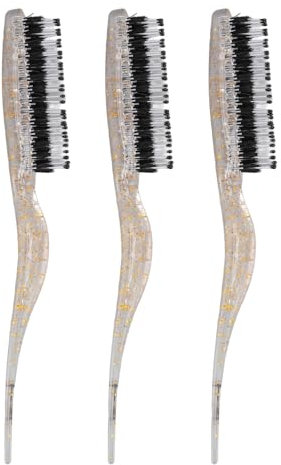 ANKROYU 3 Pezzi Spazzola per Cotonare i Capelli in Nylon, Spazzola per Cotonare il Salone a Tre File, Spazzola Morbida per Cotonare (Oro scintillante)