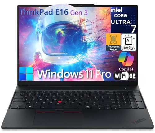 Lenovo ThinkPad E16 Gen 3 - Ordenador portátil para empresa, Lifetime Office 365, Intel Ultra 7 255H, Arc 140T, 16 GB de RAM DDR5, SSD PCIe 512 GB, WiFi 6E, 16 FHD+, Webcam, Windows 11 Pro, cable