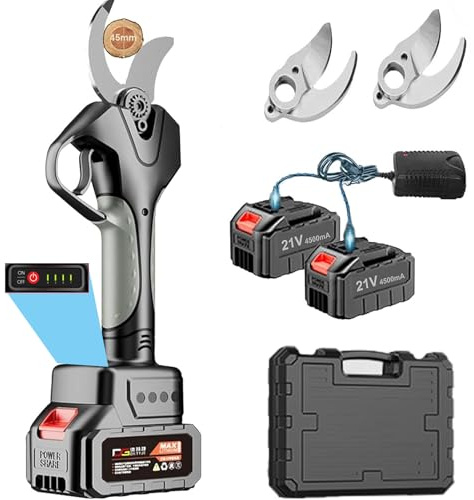 WaaYb Sécateur électrique, Ciseaux électriques sécurisés Portables de 50 mm, sécateur sans Fil avec poteaux télescopiques de 1,5 à 2,7 m, sécateur d'arbre Extensible avec 2 Batteries SK5