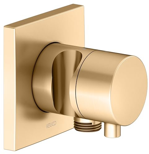 KEUCO IXMO Absperrventil UP, 1 Verbraucher mit Schlauchanschluss und Brausehalter mit Comfort Griff, Rosette eckig, 59541251202, Farbe: messing gebürstet