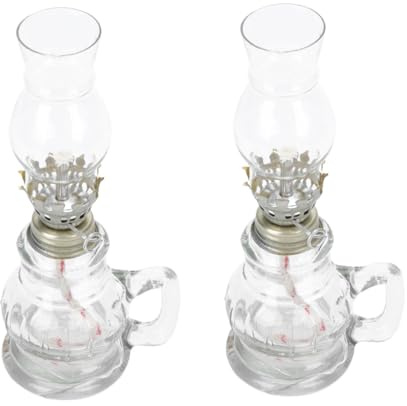 FUTUREORYY 2 Piezas Lámpara de Aceite Queroseno Clásica de Escritorio con Mecha de Algodón de Transparente Resistente al Calor Decoración Vintage para Hogar y Emergencia