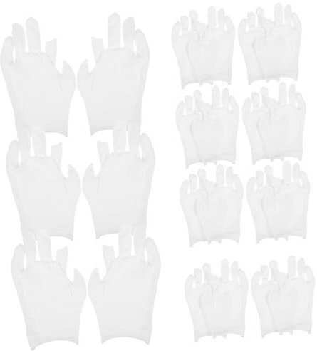 TOBBOMEY 12 Paare Weiße Baumwollhandschuhe Fingerlos Atmungsaktive Arbeitshandschuhe für Männer Weiche Baumwollhandschuhe zum Schutz und Pflege Trockener Hände Vielseitig und Bequem für