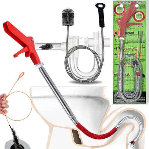 6PCS abflussreiniger spirale Kit wc verstopfung beseitigen&anti-kratzendem Klebeband, AC-Ablaufrohrreiniger&Rohrreinigungsspirale für Herausnehmen von verlorenem Spielzeug/Gegenständen