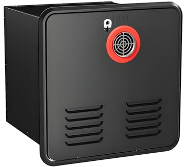 LYAYYDS 12 V DC Wohnmobil-Warmwasserbereiter, Propan, Durchlauferhitzer mit Fernbedienung, passend für 15 x 15 Zoll große Türen, 55.000 BTU On-Demand-Warmwasserbereiter Black