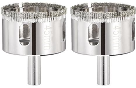 PATIKIL Glass Diamond Hole Saw 1-3/4 45mm Hollow Core Drill Bits 2pcs | Diamond Hole Cutters for Fiberglass, Tile, Porcelain, Ceramic