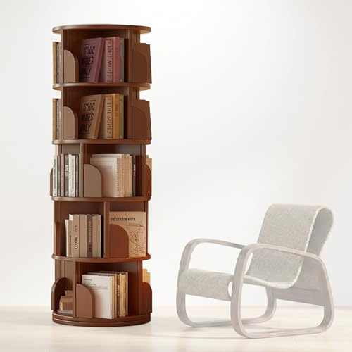 GTYMTTX Drehbares Bücherregal, 360° Drehregal Bücherregal Holz Schmal, Rotating Bookshelf Organizer für Kinder und Erwachsene