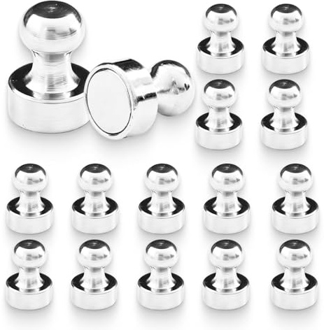 16PCS Fridge Magnets, Strong Neodymium Fridge Magnets, 12×16mm Magnetic Push Pins for Whiteboard Fridge Office and Crafts, Heavy Duty Small Magnets for Photos Notes Maps Calendars DIY Projects